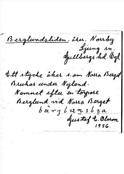 Bild på arkivkortet för arkivposten Berglundsliden