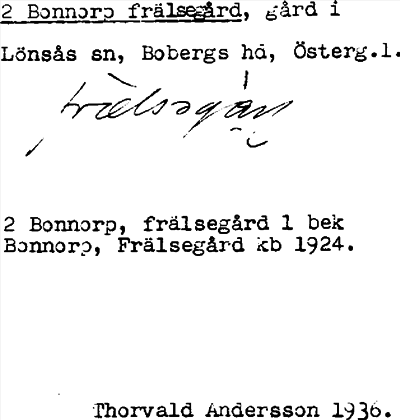 Bild på arkivkortet för arkivposten Bonnorp frälsegård