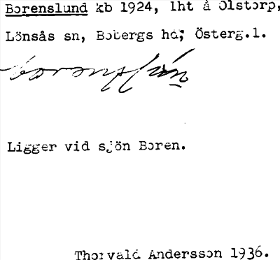 Bild på arkivkortet för arkivposten Borenslund