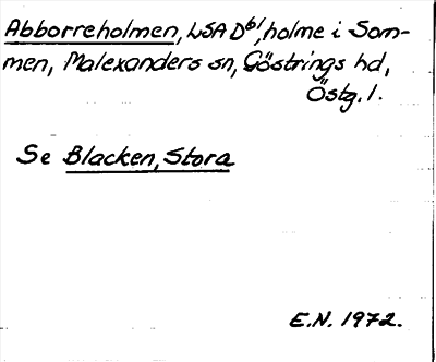 Bild på arkivkortet för arkivposten Abborreholmen, Se Blacken, Stora