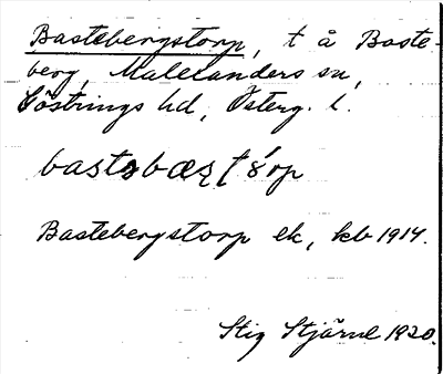 Bild på arkivkortet för arkivposten Bastebergstorp