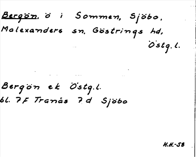 Bild på arkivkortet för arkivposten Bergön