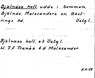 Bild på arkivkortet för arkivposten Bjälnäsa hall