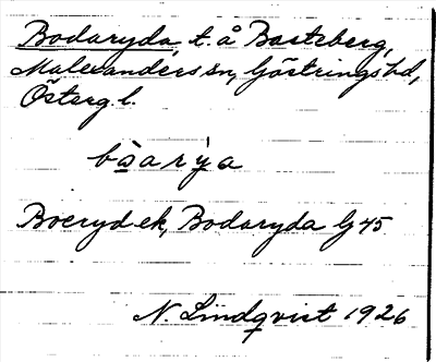 Bild på arkivkortet för arkivposten Bodaryda