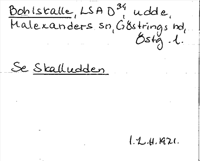 Bild på arkivkortet för arkivposten Bohlskalle, Se Skalludden