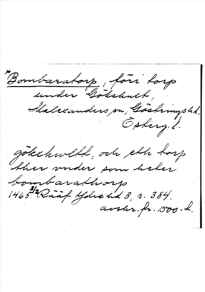 Bild på arkivkortet för arkivposten »Bombaratorp