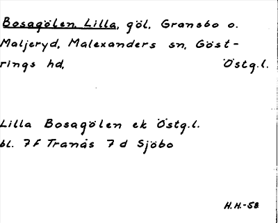 Bild på arkivkortet för arkivposten Bosagölen, Lilla