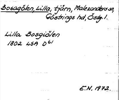 Bild på arkivkortet för arkivposten Bosagölen, Lilla