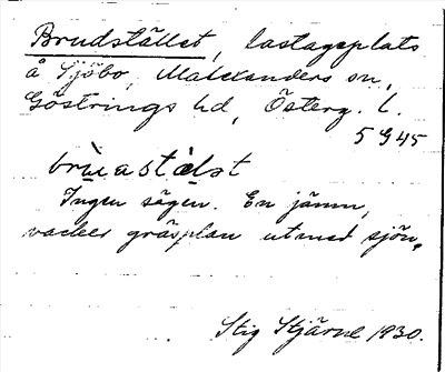 Bild på arkivkortet för arkivposten Brudstället