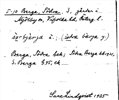 Bild på arkivkortet för arkivposten Berga, Södra