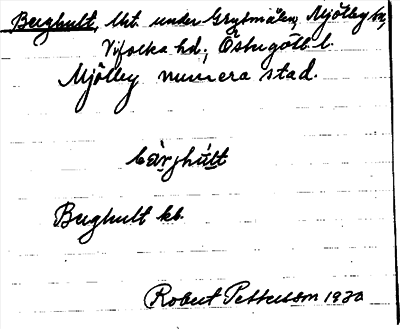 Bild på arkivkortet för arkivposten Berghult