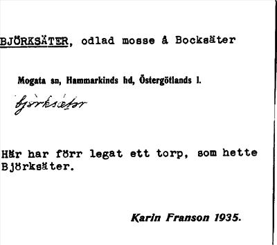 Bild på arkivkortet för arkivposten Björksäter
