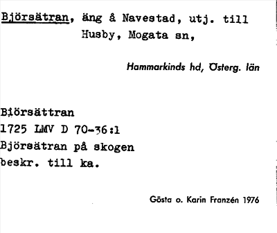 Bild på arkivkortet för arkivposten Björsätran