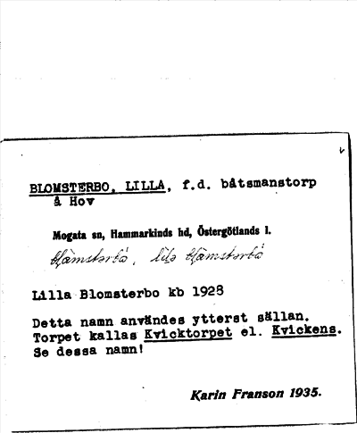 Bild på arkivkortet för arkivposten Blomsterbo, lilla