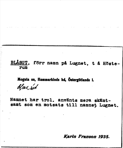 Bild på arkivkortet för arkivposten Blåsut