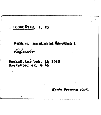 Bild på arkivkortet för arkivposten Bocksäter