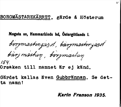 Bild på arkivkortet för arkivposten Borgmästarekärret