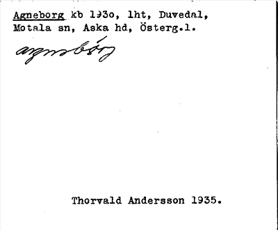 Bild på arkivkortet för arkivposten Agneborg