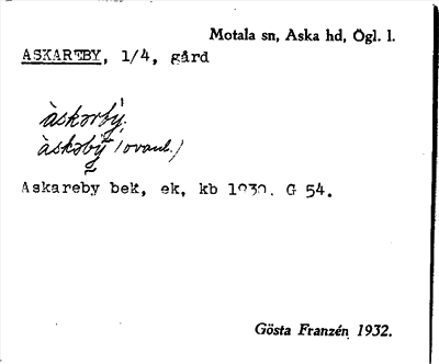 Bild på arkivkortet för arkivposten Askareby