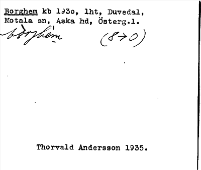 Bild på arkivkortet för arkivposten Borghem