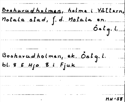 Bild på arkivkortet för arkivposten Boshuvudholmen