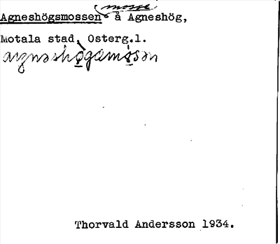 Bild på arkivkortet för arkivposten Agneshögsmossen