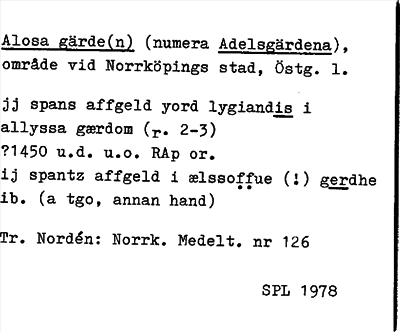 Bild på arkivkortet för arkivposten Alosa gärde(n) (numera Adelsgärdena)