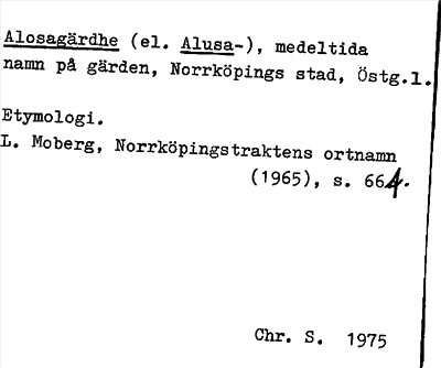 Bild på arkivkortet för arkivposten Alosagärdhe (el. Alusa-)