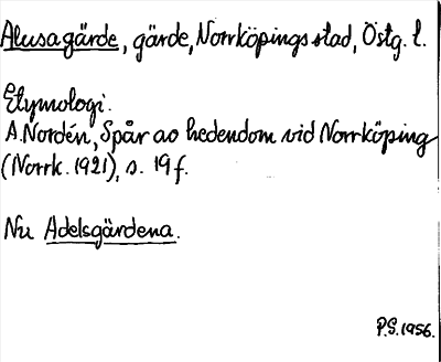 Bild på arkivkortet för arkivposten Alusagärde nu Adelsgärdena
