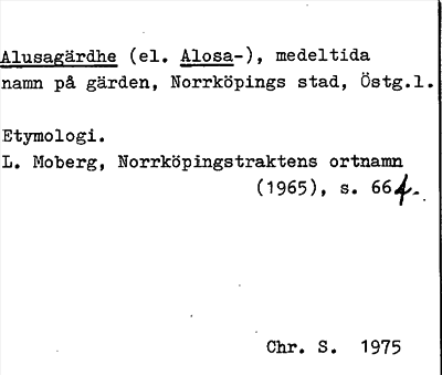 Bild på arkivkortet för arkivposten Alusagärdhe (el. Alosa-)