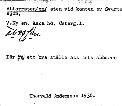 Bild på arkivkortet för arkivposten Abborrsten/en/