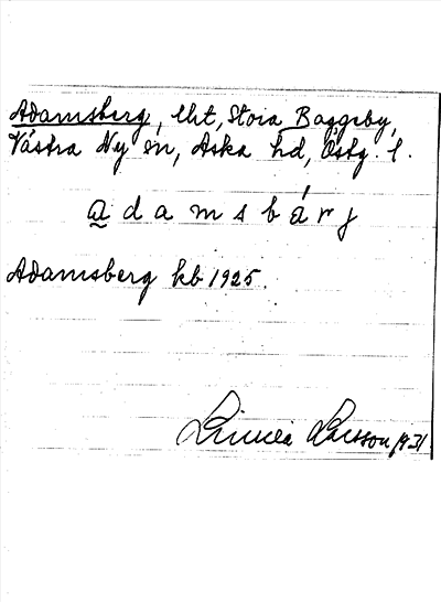 Bild på arkivkortet för arkivposten Adamsberg