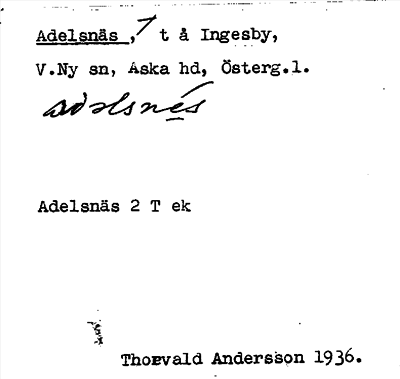 Bild på arkivkortet för arkivposten Adelsnäs +