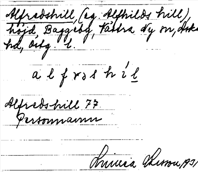 Bild på arkivkortet för arkivposten Alfredshill