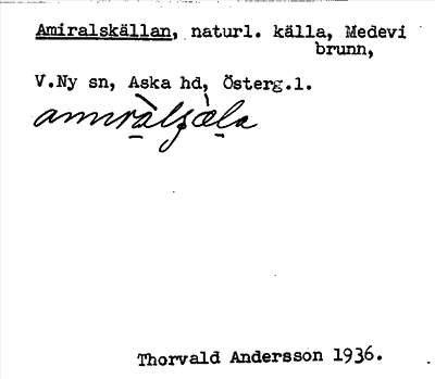 Bild på arkivkortet för arkivposten Amiralskällan