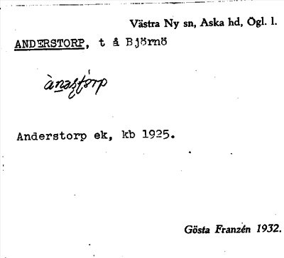 Bild på arkivkortet för arkivposten Anderstorp