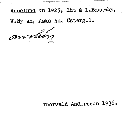 Bild på arkivkortet för arkivposten Annelund