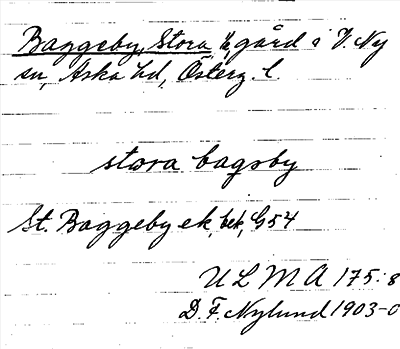 Bild på arkivkortet för arkivposten Baggeby, Stora