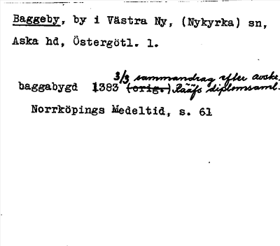 Bild på arkivkortet för arkivposten Baggeby