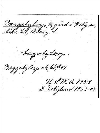 Bild på arkivkortet för arkivposten Baggebytorp