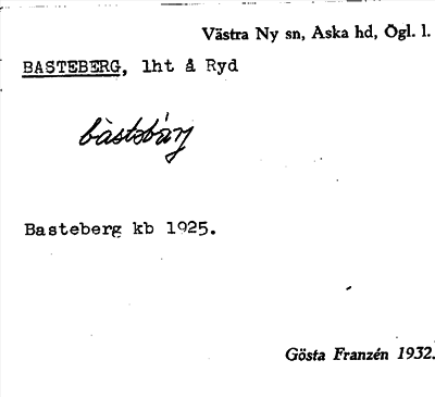 Bild på arkivkortet för arkivposten Basteberg