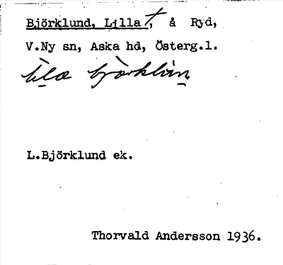 Bild på arkivkortet för arkivposten Björklund, Lilla +