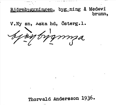 Bild på arkivkortet för arkivposten Björnbyggningen
