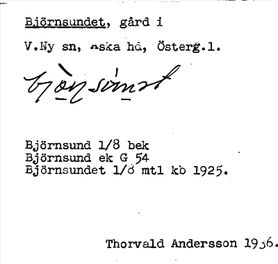 Bild på arkivkortet för arkivposten Björnsundet