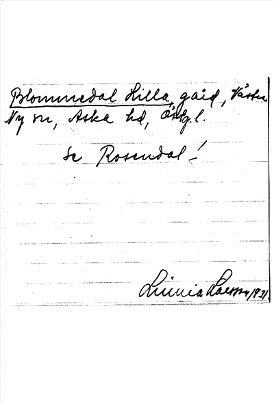 Bild på arkivkortet för arkivposten Blommedal Lilla