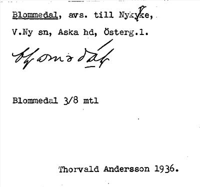 Bild på arkivkortet för arkivposten Blommedal