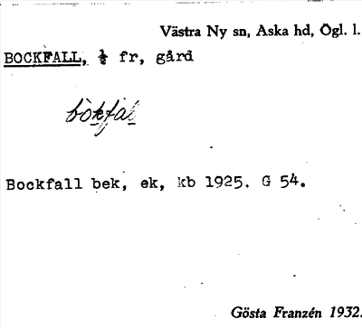 Bild på arkivkortet för arkivposten Bockfall