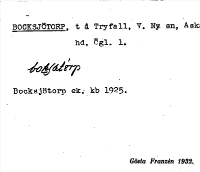 Bild på arkivkortet för arkivposten Bocksjötorp
