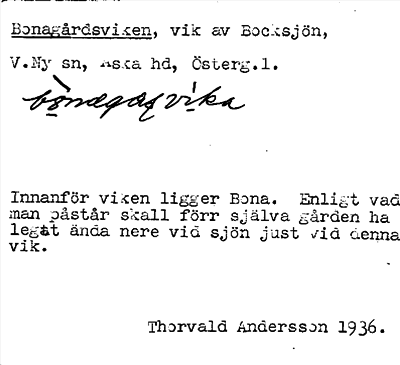 Bild på arkivkortet för arkivposten Bonagårdsviken