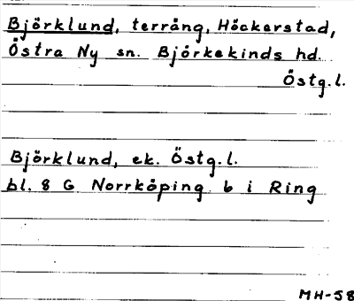 Bild på arkivkortet för arkivposten Björklund